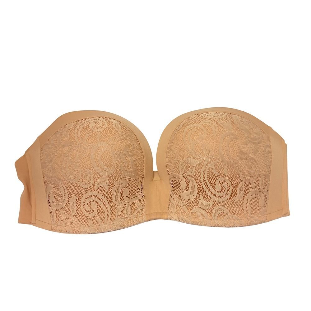 Delimira Strapless Bra Women 40C Natural Lace Underwire Non-Slip H097